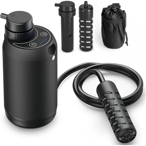 Portable Camping Water Purifier Dual 0.01 Micron Water Filtration System for Outdoor Backpacking, Hiking, Emergency - Dual Filters Version