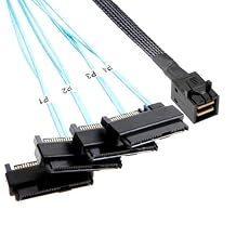 ADCAUDX Mini SAS to SAS Cable: 1M SFF-8643 to SAS SFF-8643 to SFF-8482 Connector 4X SFF-8482 with SATA Power Adapter Cable (3.3FT)