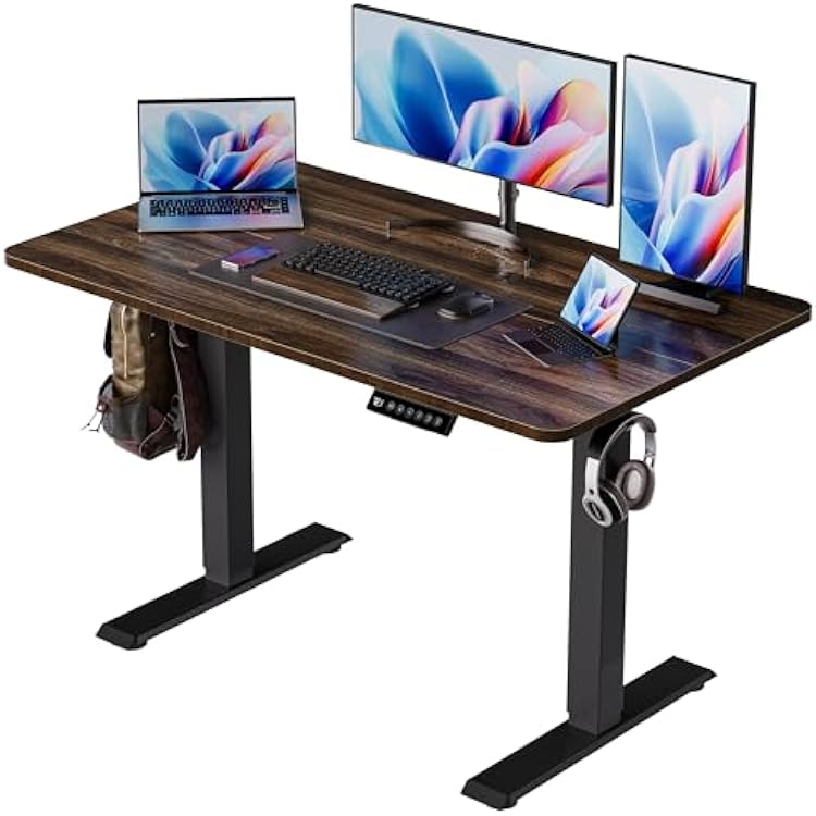 BIZUM 40x24 Inch Electric Standing Desk with Memory Presets, Quiet Motor Height Adjustable Stand Up Desk for Home Office & Gaming, Ergonomic Sit Stand Workstation,Walnut