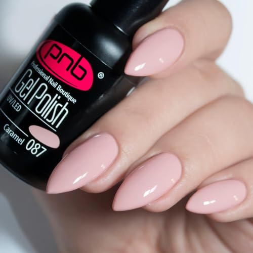 Beige caramel gel nail polish 087