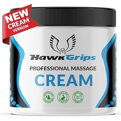 HawkGrips Professional Massage Cream, 8oz, Unscented with Shea Butter, Muscle and Body Moisturizing, Safe & Clean Ingredients, Non-Greasy, Non-Staining, Whole Body Use - Neck, Back, Foot, Deep Tissue