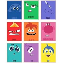 BigWig Prints Inside Out 2 Poster - Inside Out Characters Joy Anger Anxiety Fear Envy Sadness, Feelings and Emotions Posters For Classroom, Elementary Classroom Wall Decor - Unframed Set of 9 8x10