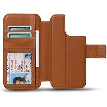 SENA iPhone 14/iPhone 14 Pro Case with Card Holder Men Women Premium Full-Grain Leather Wallet Wrap for iPhone 14/14 Pro 6.1" Apple iPhone Case with Shockproof TPU Protection, Tan (SXD11406US)