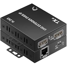 4K HDMI Over Ethernet Extender TCP/IP 492ft, 4K@30HZ/2K@60hz/1080P@60HZ,etc.H.265 encoding/decoding,1-to-Many Setup, Fixed IP Address, with the Option to Change IP. requiring only 10M Bandwidth.