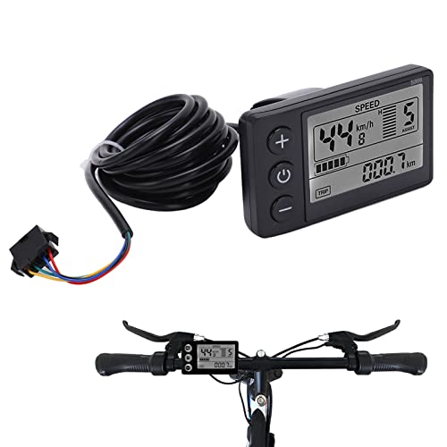 Sorandy Electric Bicycle LCD Display Meter, S866 24V 36V 48V Ebike Meter Control Panel with SM Plug, Electric Bike Modification Accessories Speedometer for 22.2mm  0.9in Handlebar, Sorandyb64wtvsu18