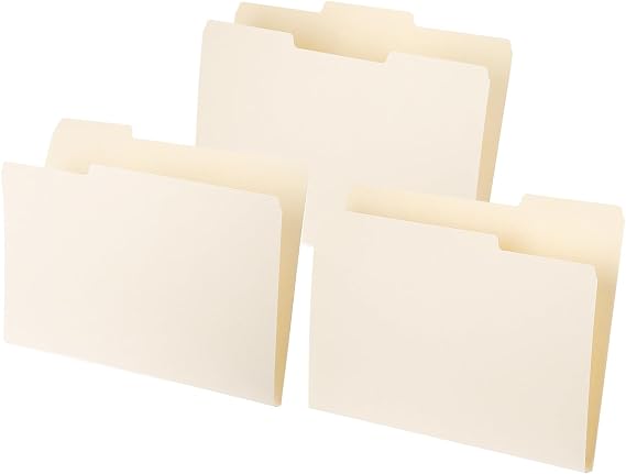 PATIKIL 10pcs Manilla Folders 8.5 x 11, Manila File Folders Letter Size Manila Folders 1/3 Cut Paper Organizer Bulk for Classroom Home Office Paperwork, Tab in Left, Middle,Right, Beige