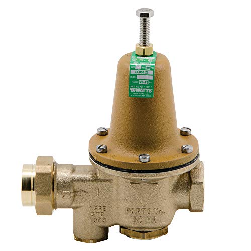 Watts LFU5B-Z3 Series 2" Lead-Free Cast Copper Silicon Alloy Water Pressure Reducing Valve, NPT Female Union Inlet x NPT Female Outlet, Adjustable Pressure 25 to 75 psi, Maximum 300 psi