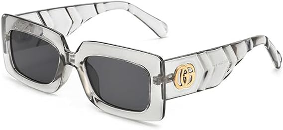 Small Square Sunglasses Fashion Cute Sunscreen Sunglasses Trend Candy Color Sunglasses (Transparent Gray Frame Black Gray Flakes)