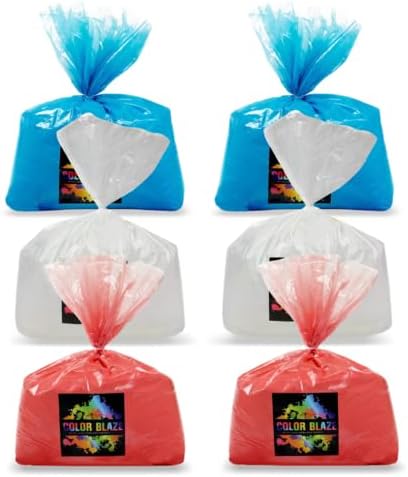 Color Blaze Patriotic Color Powder - 5lbs Each - 2 of Each Blue, Red & White Colored Powder - Ideal for Fun Runs, Color Wars, Youth Group Activities, Patriotic Parades and More! - 30 Pounds in Bulk