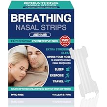 Strength Nasal Strips | Clear | for Sensitive Skin | Drug-Free Snoring & Congestion Relief | 44 Count (1-Pack)