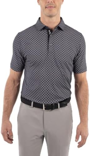 Bobby Jones Mens Short Sleeve Geometric Print Performance Golf Polo Shirt Size Small - 3XL
