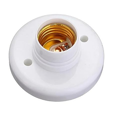 White E27 Round Plastic Screw Light Bulb Lamp Socket Holder,Electrical,Light Sockets