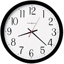 Howard Miller Gallery Wall Clock, Classic Round Design with Optical Crystal Glass Battery Operated, Wall Mount Quartz Movement Black Finish Perfect for Home Decor, Office & Living Room