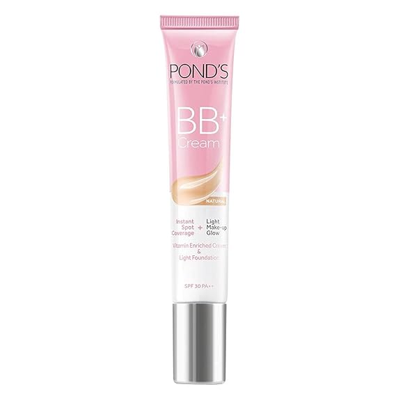 PONDS BB+ Cream Natural Shade, Light Coverage with SPF 30 PA++, 18 g (0.63 oz)