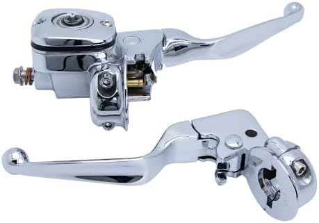 Motorcycle Chrome Handlebar Control Brake Clutch Lever Pump Master Cylinder for Harley Softail Deluxe Road King Fat Boy Breakout