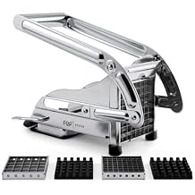 French Fry Cutter, Dishwasher Safe Stainless Steel Potato & Vegetable Slicer, 2 Blade Sizes (1/2" & 3/8"), Suction Base, Perfect for Air Fryer & Deep Fryer by POP