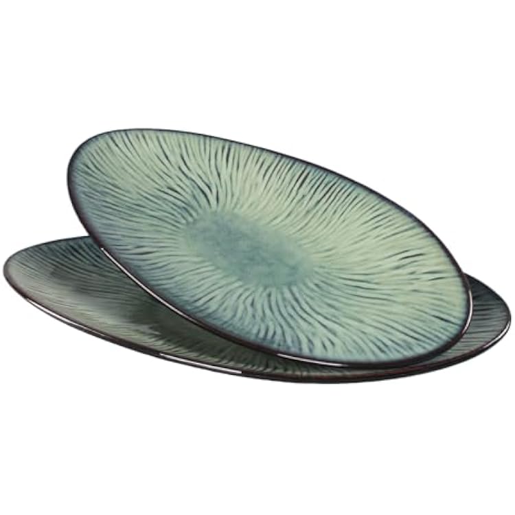 Ceramic Serving Platters - Set of 2 Oval Platters for Entertaining, Modern Kitchen Dishes for Dinner, Fruit, Salad, Serving Trays