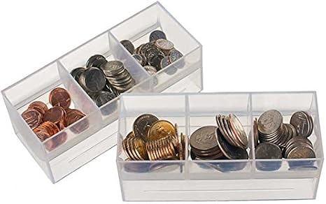 BankSupplies Clear 3 Compartment Coin Scoop - 6-1/2W x 2-1/2H x 2-5/8D - for use with BankSupplies Clear Money Tray