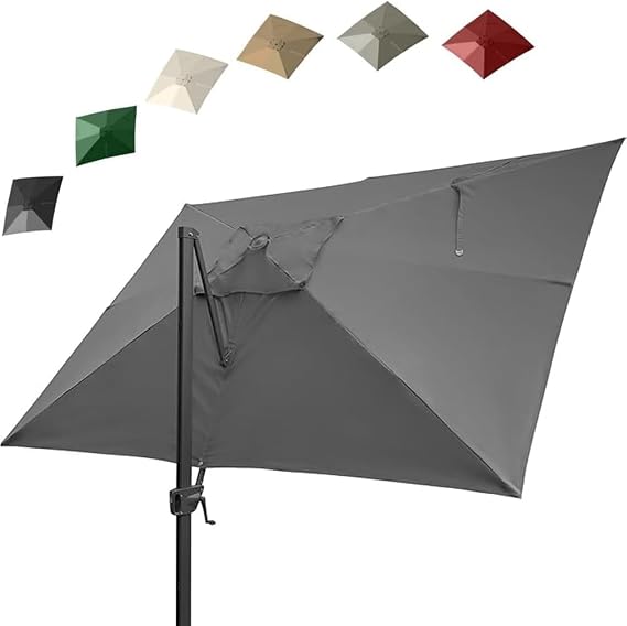 Square Cantilever Umbrella Replacement Canopy 9.8x9.8ft 8x8ft 8 Ribs Anti-UV Patio Yard Offset Market Umbrellas Top Sunshade Cover(Grey,2.5x2.5m/8.2x8.2ft)