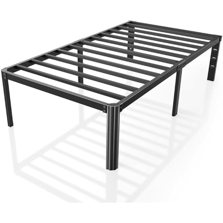 VHAHA 14 Inch Metal Twin Platform Bed Frame No Box Spring Needed, Round Corner Leg, Heavy Duty Sturdy Black Bedframe, Easy Assembly, Noise Free, Non-Slip