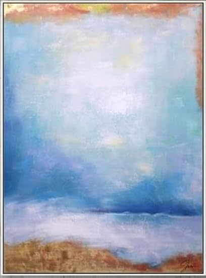 DREAMSPACE 36X48 Large Canvas Wall Art: Hand Painted Oil Painting for Living Room Home Apartment Bedroom Office Decor Marbled Tranquility: Blue hued Abstract Modern Art Oil Painting