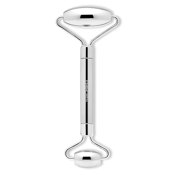 Sacheu Stainless Steel Face Roller, Dual-Sided Facial Massager | Cooling Roller for Puffiness & Wrinkles, Visibly Lifts & Firms Skin, Travel Pouch
