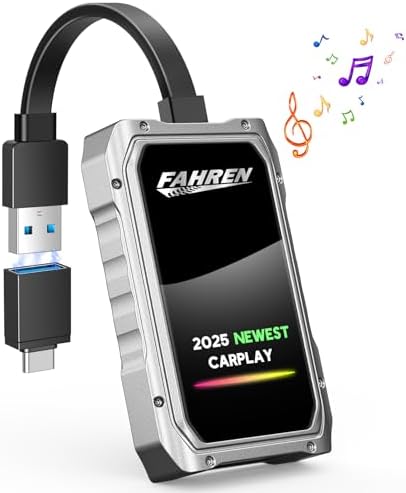 FAHREN 2025 Upgraded Wireless CarPlay Adapter for iPhone, Fastest & Stablest 5G WiFi & 5.4 Bluetooth Apple CarPlay Dongle with RGB Light, Seamless Carplay Compatible with iPhone 8, Cars from 2017