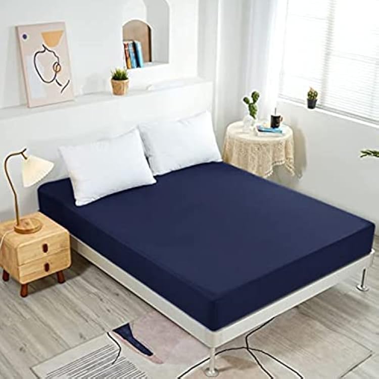 NHNHN Fitted Sheet-Deep Pockets-Soft Microfiber-Easy Care-Shrinkage and Fade Resistant-Fitted Sheets Twin Size for Girl Woman Teens Kids-Only 1 Fitted Sheet Twin, Navy