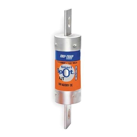 Mersen AJT Amp-Trap 2000 SmartSpot Time-Delay/Class J Fuse with Maximum Circuit Protection, 600VAC/500VDC, 200kA AC/100kA DC, 90 Ampere, 1-1/16"Diameter x 4-5/8" Length