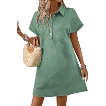 Acelitt Summer Lapel Collared Dresses for Women 2026 Batwing Short Sleeve Mini Dress Beach Sundress