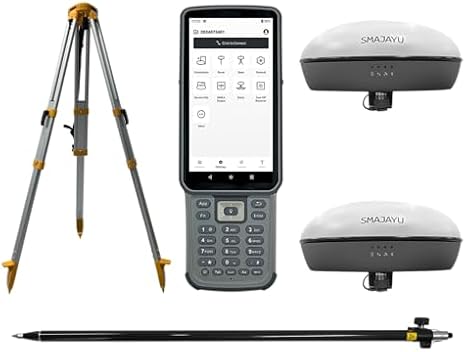 PPK, NOAA RTK GNSS Survey Equipment GPS Receiver with IMU Rover & Base Handheld Collector Land Surveying Equipment, Survey Software(Include Pole,Tripod)