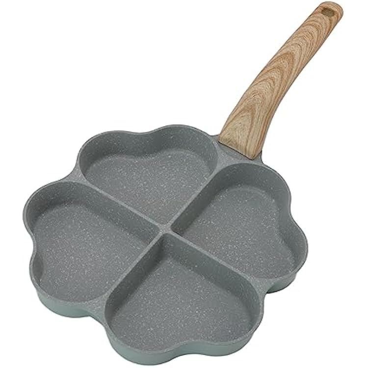 Egg Frying Pan, Nonstick 4 Cup Pancake Pan, Heart Shaped Frying Pan with Handle, Pancake Mold for Kitchen Use.Green