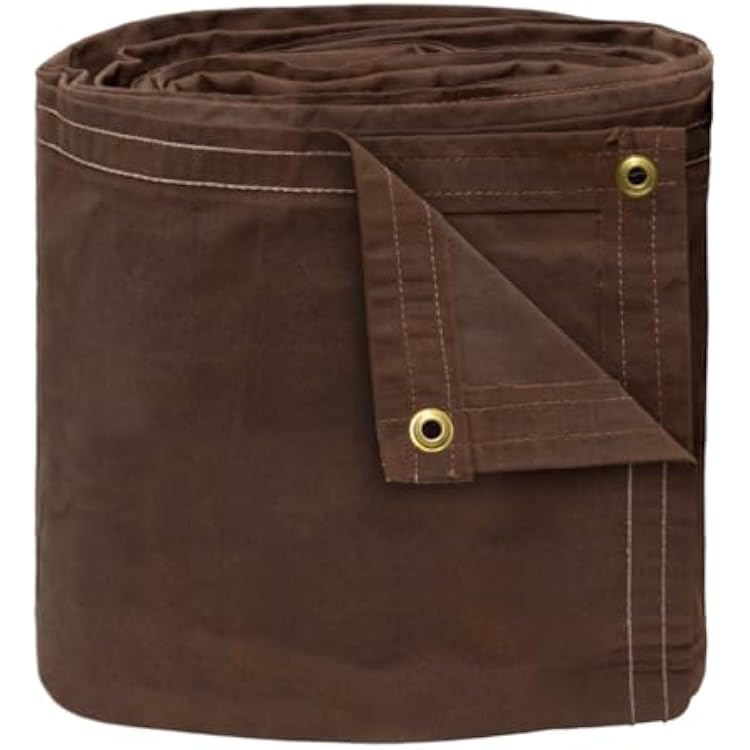TARP SUPPLY Inc. 6 x 8 Heavy Duty Waterproof Brown Canvas Tarp | Rustproof Brass Grommets | 16 oz Durable & Breathable Multipurpose Tarpaulin for Canopy, Car, Equipment & Outdoor