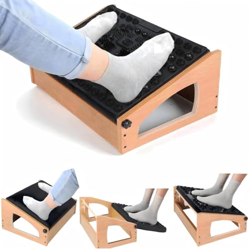 Ergonomic Foot Rest, 4 Adjustable Height Foot Stool,Footrest Under Desk, Flip Over Office Desk Foot Rest, Improving Posture, Promoting Blood CirculationNatural