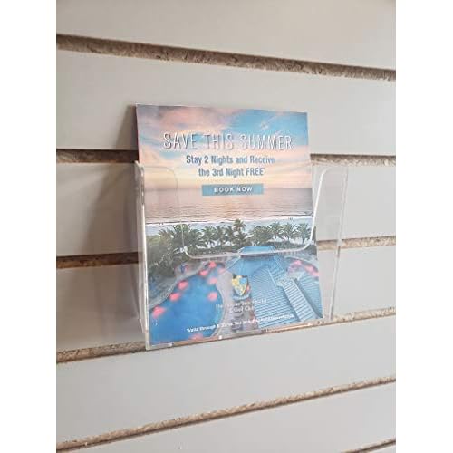 Clear-Ad - LHW-M555 - Clear Acrylic Wall Mount Bifold Brochure Holder 5.5 Inches Wide With Z-Bar for Slat Wall - Plastic Pamphlet Display Organizer for Flyers, Leaflets, Booklets, Catalogs Pack of 2
