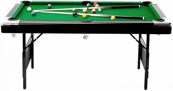 Billiards Table,5.5ft/7ft Pool Table, Portable Foldable Space-Saving Table, Billiard Table Set Includes Balls, Cues, Chalks and Brush Black With Green Cloth Perfect for Family Game Room Kid Adult