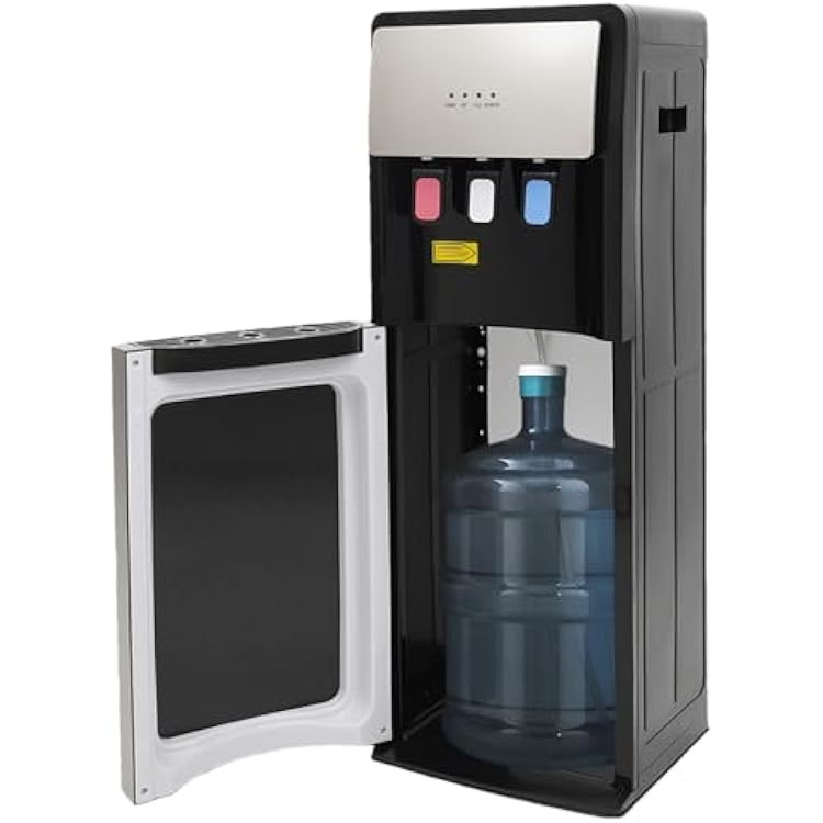 Bottom Loading Water Cooler Dispenser Freestanding Bottom Loading Hot Cold Water Dispenser, 3 Temperatures with Hot, Cold & Room Water Spouts, 4 Indicator Lights, Durable PP Construction
