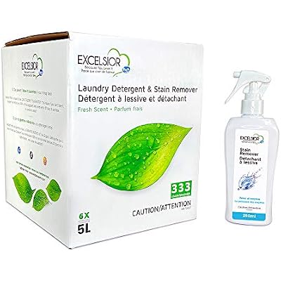 Excelsior HE Concentrated Liquid Laundry Detergent with Stain Remover, Removes 333 Loads for Cleaning Clothes, Phosphate-Free, Solvent-Free, Fresh Scent, 5L...