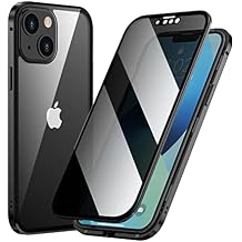 Guppy Compatible with Anti Peeping for iPhone 14 Magnetic Glass Case Built-in Camera Lens Protector Privacy Screen Glass Protector Bumper Case Anti peep Cover with Lock Black