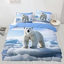 Bear Duvet Cover Queen Polar Bear Bedding Set Arctic Glacier 3D Printed Room Decoration Quilt Cover Super Soft Bedding 3-Piece Set Suitable for Adults Kids Teenagers
