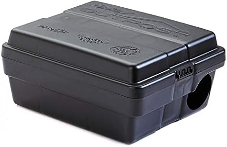 Tomcat Outpost rat bait station, set of 6, lockable tamper-resistant, vertical or horizontal mount, black, 8.5" x 7" x 5"