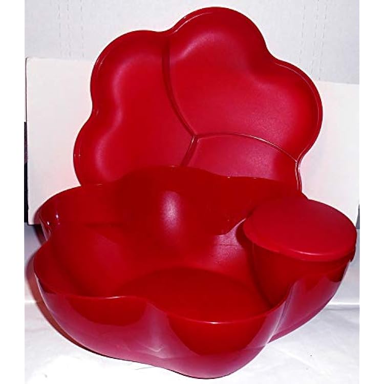 Tupperware Open House Chip N Dip Serving Bowl Set, Ruby Red