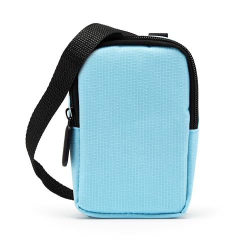 Zink Soft Camera Case Small Instant Print Camera & Printer Bag wPhoto Paper Pocket, Zipper Closure & Crossbody Shoulder Strap Blue for Kodak, Lifeprint, Polaroid, HP, Canon, Fujifilm