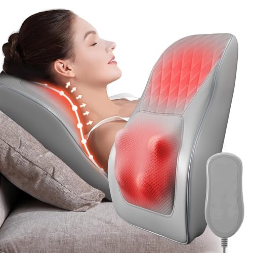 Back Massager with Heat,3D Kneading Massage Pillow for Pain Relief, Massagers for Neck and Back, Back Massager for Pain Relief Deep Tissue,at Home Office Car, Gift for Mom&DADD Grizzly