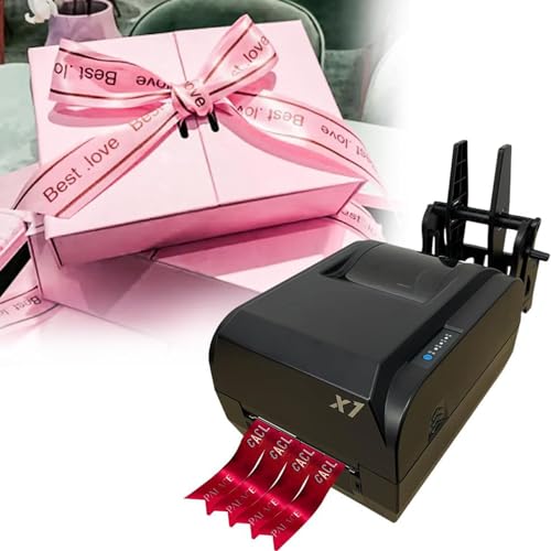 Satin Ribbon Printing Machine,2-Row Digital Ribbon Printing Machine with Ribbon Holder,Gift Packaging Hot Stamping Printing Machine,12-50mm Width,150mmS, Printing Accuracy 200 Dpi,Fourrows-220V