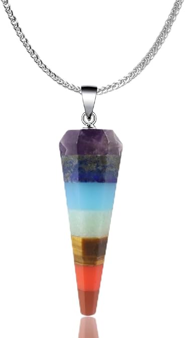 iSTONE 925 Sterling Silver Natural Crytral for Womens Pendant Necklace, Gemstone Birthstone with 17.8" Silver Chain Ladies