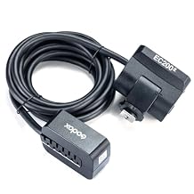 Godox EC200 II Extension Flash Head 200W for AD200Pro II Pocket Flash 2m Extension Cable, Metal Cold Shoe & 1/4 Threaded Mount, Ideal for Outdoor & Studio Photography