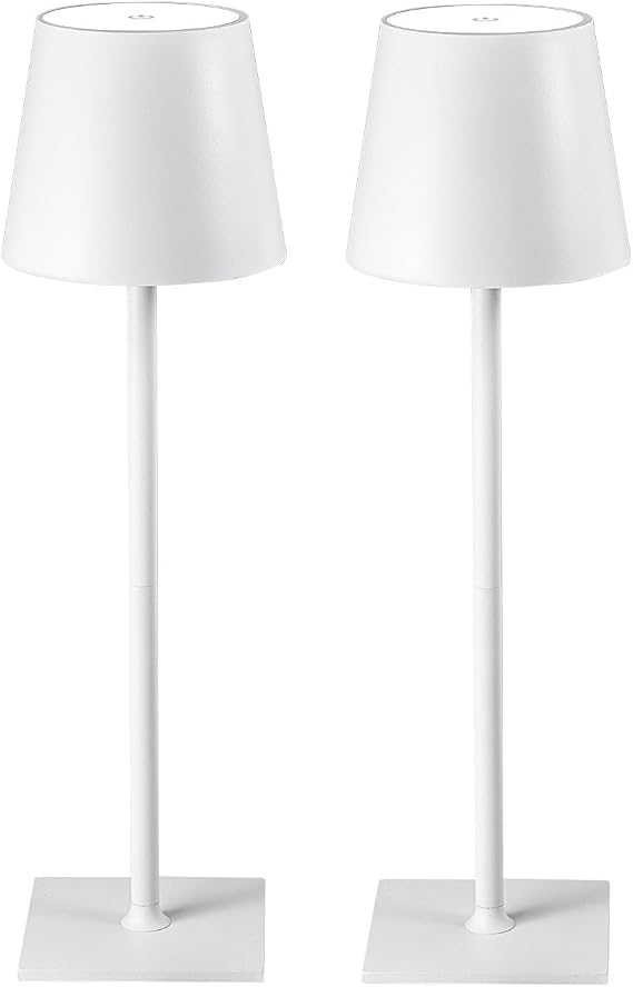 CHLORANTHUS 2 Pack Cordless Table Lamps, 3 Colors Stepless Dimming, 5000mAh Rechargeable Battery LED Desk Lamp for Bedroom/Couple Dinner/Desk/Cafe/Dining Room/Terrace