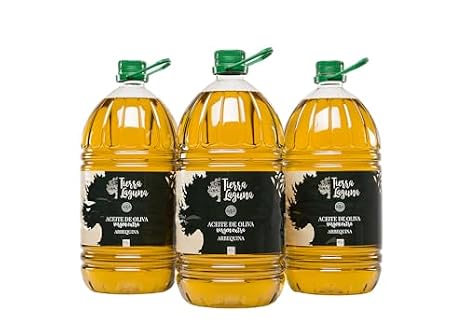 Andalusia Tierra Laguna Extra Virgin Olive Oil - Arbequina Early Harvest Olive Oil Season 2023/2024 - Spanish Olive Oil - Mild and Sweet Perfect for Raw Food and Cooking - Format 3 Carafes x 5 Litres