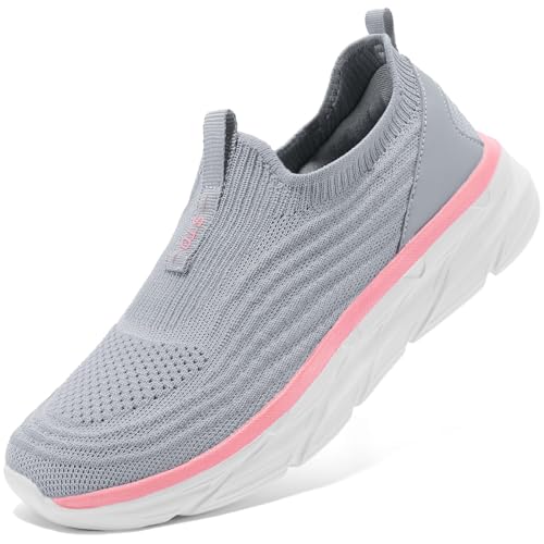 STQ Womens Slip on Sneakers Wide Toe Box Walking Tennis Shoes Cushion Sole Comfortable Orthopedic Arch Support Breathable Plantar Fasciitis Non-Slip Athletic Gym Workout Shoe